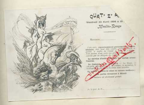 Invitation au Bal des Quat'Z'Arts de 1898 (Paris)